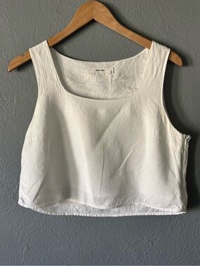 Mod Ref Linen Blend Crop Top White Size L